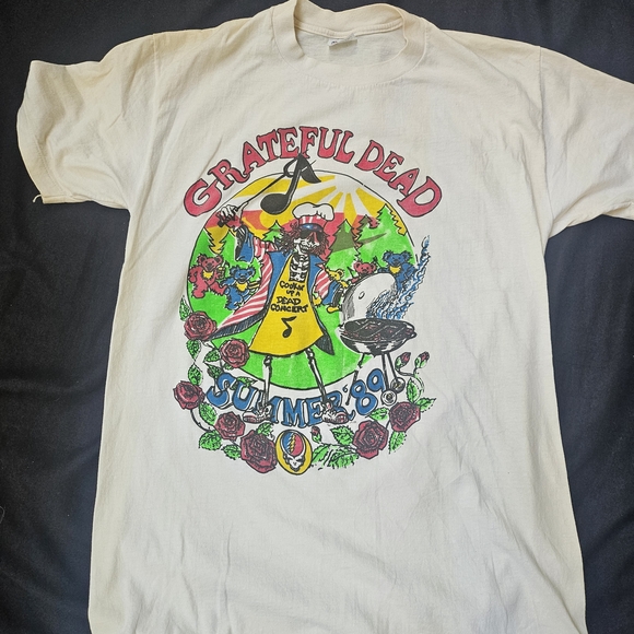 Grateful Dead Shirt T Shirt Vintage 1989 Summer Tour BBQ Skeleton L Guitar Rare